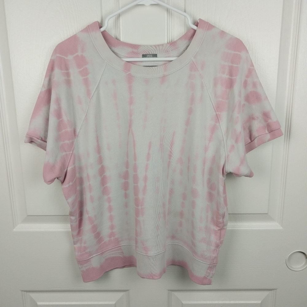 Gap Sweats Women's Large Pink Tie Dye Soft Cotton Blend Short Sleeved Tee Shirt
